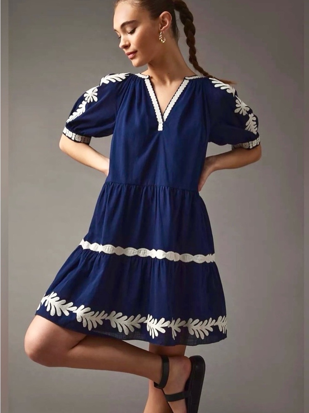 Velvet by Graham & Spencer Josephine Dress Med Anthropologie 100% Cotton